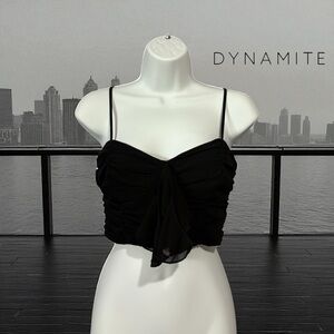 NWOT, Dynamite, Black Corset Cropped Top Ruched Front, XS
